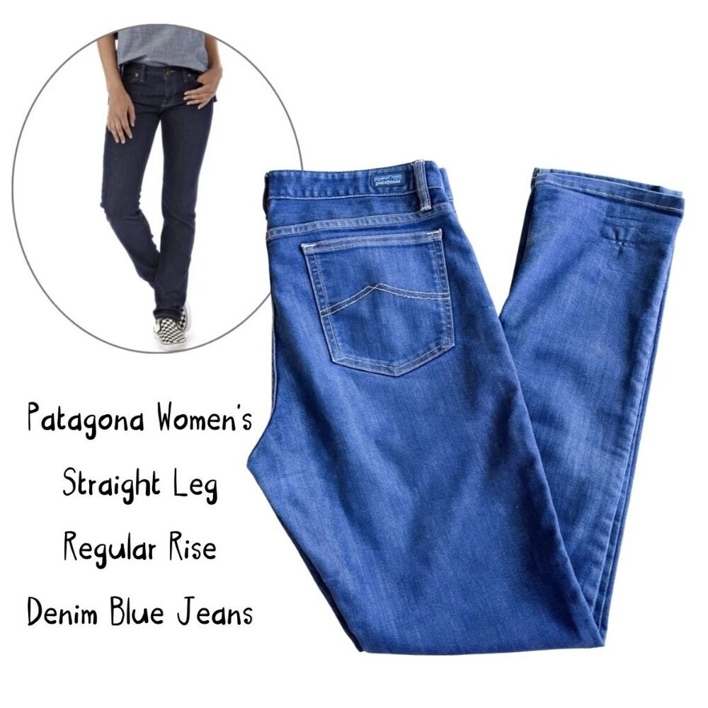Patagona Women's Straight Leg Regular Rise Denim Blue Jeans - Size 30